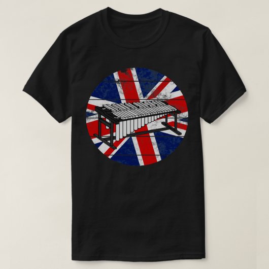 Marimba UK Flag Großbritannien Marimist Percussion T-Shirt (Design vorne)