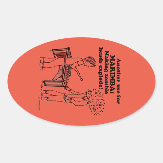 Marimba Zombie Explode Oval Sticker (Vorderseite)