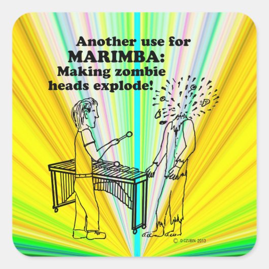 Marimba Zombie Explode Square Sticker (Vorderseite)
