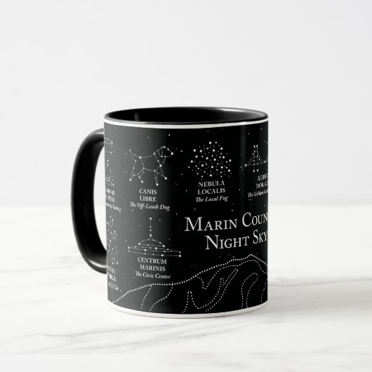 Marin County Nachthimmel 11 oz Tasse schwarz (Vorderseite Links)