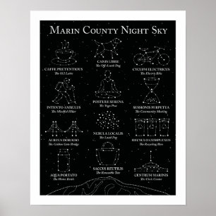 Marin County Nachthimmel Schwarzes Poster 16x20