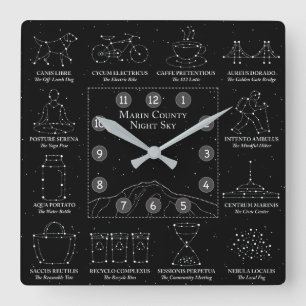 Marin County Nachthimmel Wanduhr Schwarz