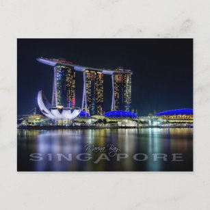 Marina Bay, Singapur nachts Postkarte