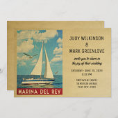 Marina del Rey Wedding Einladung Segelboot (Vorne/Hinten)