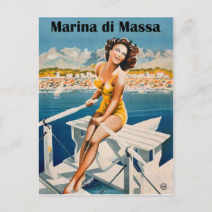 Marina di Massa, Segelmädchen, Italien. Vintage Postkarte
