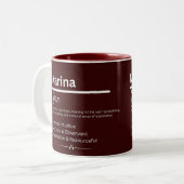 Marina, Girl Personalized Name Definition Mug Zweifarbige Tasse (Vorderseite Links)