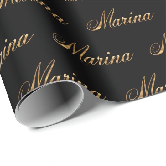 Marina gold Design Lettering Geschenkpapier (Rolleneckpunkt)