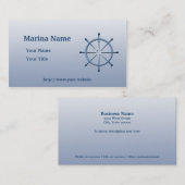 Marina Helm Ship Wheel Blue Custom Business Card Visitenkarte (Vorne/Hinten)