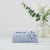 Marina Helm Ship Wheel Blue Custom Business Card Visitenkarte (Stehend Vorderseite)