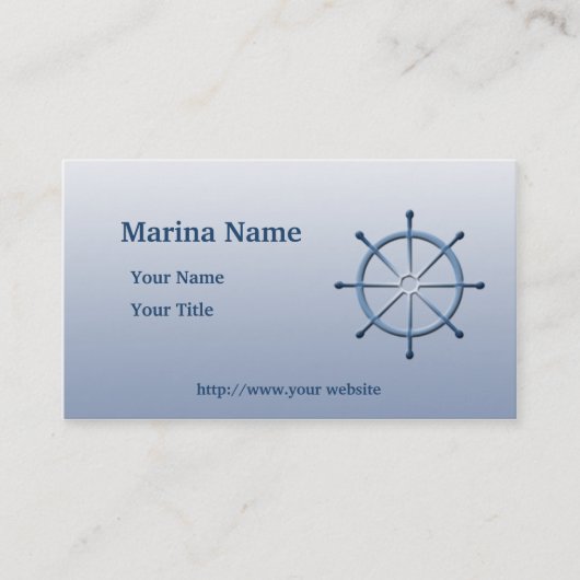 Marina Helm Ship Wheel Blue Custom Business Card Visitenkarte (Vorderseite)