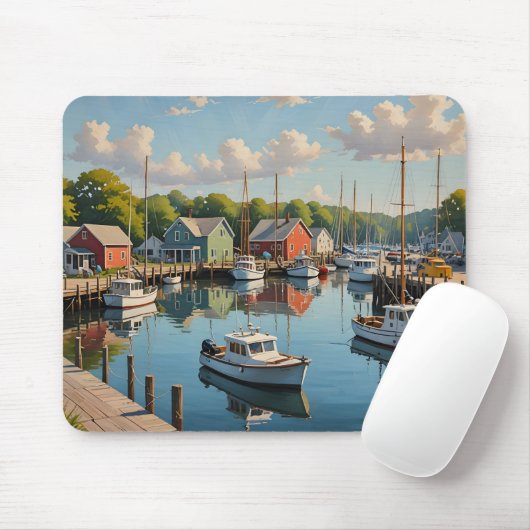 Marina in a Little Fishing Village Mousepad (Mit Mouse)