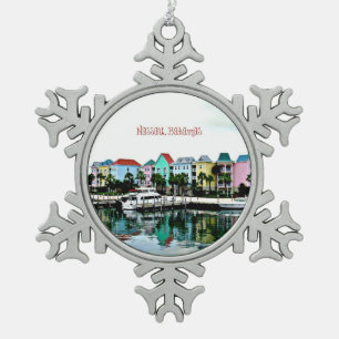 Marina Nassau Bahamas Schneeflocken Zinn-Ornament