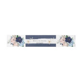 Marina Nautical Bloom Navy Blush Pink Wedding Einladungsbanderole (Flach)
