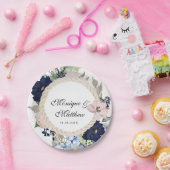 Marina Nautical Bloom Navy Blush Pink Wedding Pappteller (Party)