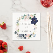 Marina Nautical Bloom Navy Blush Wedding Serviette (Beispiel)
