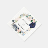 Marina Nautical Bloom Navy Blush Wedding Serviette (Ecke)