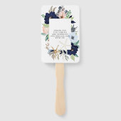 Marina Nautical Blooms Navy Blush Pink Wedding Fächer (Rückseite)