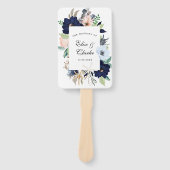 Marina Nautical Blooms Navy Blush Pink Wedding Fächer (Vorderseite)
