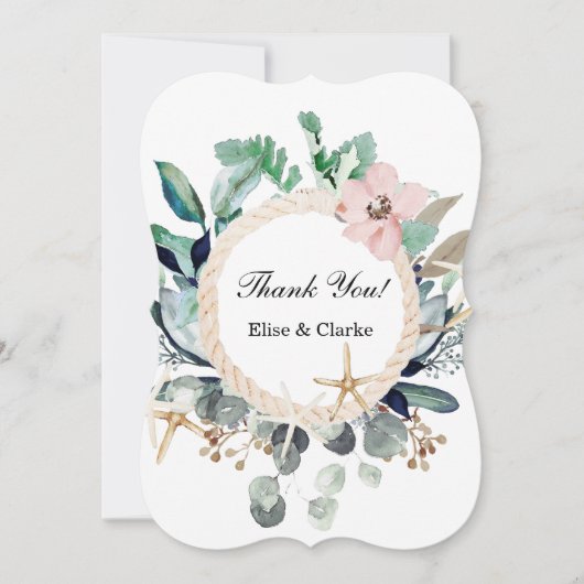 Marina Nautical Blooms Wedding Dankeschön Karten (Vorderseite)