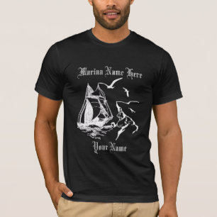 Marina Sailboat Mens Schwarzer T - Shirt