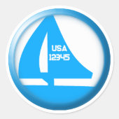Marina Symbol - Segelboot Runder Aufkleber (Vorderseite)