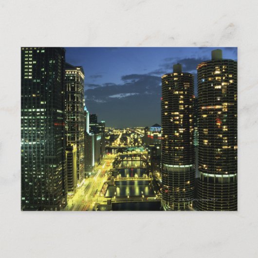 Marina Towers, Chicago River, Wacker Drive, Postkarte (Vorderseite)