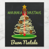 Marinara Christmas Buon Natale Spaghetti Tree Weinetikett (Einzelnes Label)