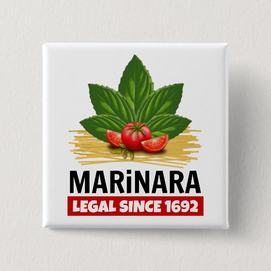 Marinara Recht seit 1692 Basil Tomaten Spaghetti Button (Vorderseite)