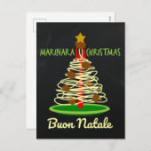Marinara WeihnachtenBuon Natale Spaghetti-Baum Feiertagspostkarte (Vorne/Hinten)