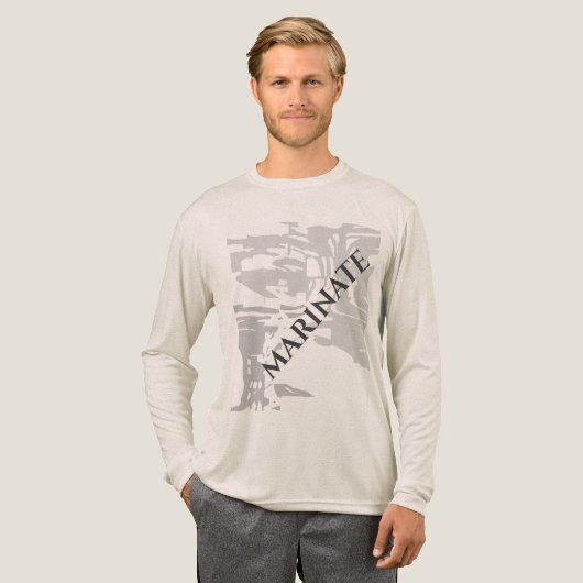"Marinate" Holzkohle Gray Island Print Pattern Tri-Blend Shirt (Volle Vorderseite)