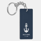 Marinblaue Bootname Anker Schlüsselanhänger (Vorderseite links)