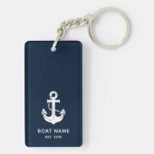 Marinblaue Bootname Anker Schlüsselanhänger (Rückseite)