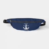 Marinblaue Kapitänsanker Schiffsname Bauchtasche (Vorderseite)