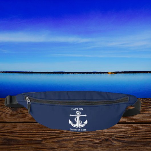 Marinblaue Kapitänsanker Schiffsname Bauchtasche
