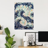 Marinblaue Meereswelle Poster (Heimbüro)