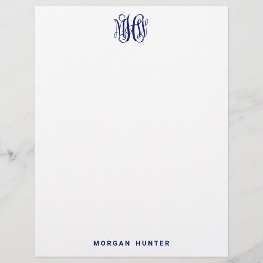 Marine 3 Anfangsbuchstaben Reben-Schrift Monogramm Briefbogen (Vorderseite)