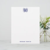 Marine 3 Anfangsbuchstaben Reben-Schrift Monogramm Briefbogen (Stehend Vorderseite)