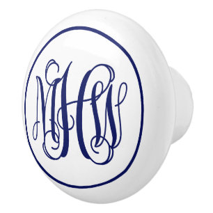 Marine 3 Anfangsreben-Schrift-Monogramm DIY BG Keramikknauf