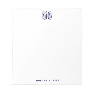 Marine 3 Anfangsreben-Schrift-Monogramm DIY BG Notizblock