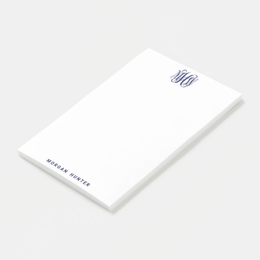 Marine 3 Anfangsreben-Schrift-Monogramm DIY BG Post-it Klebezettel (angewinkelt)