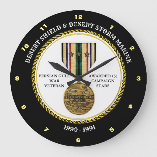 MARINE 3 STERNE / DESERT SHIELD & STORM GROßE WANDUHR (Vorderseite)