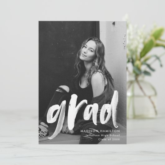 Marine | Abstrakter Pinselstriche Foto Abschluss Ankündigung (Stehend Vorderseite)