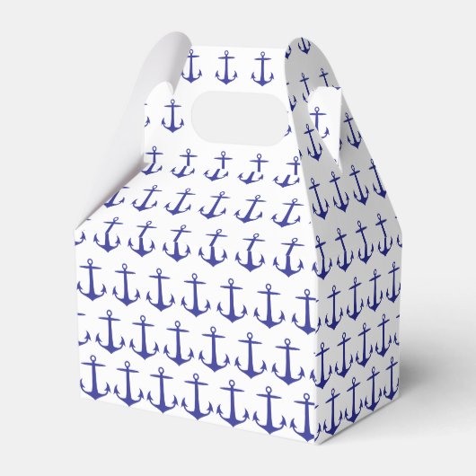 Marine Anchor White and Blue Muster Custom Geschenkschachtel (Rückseite)