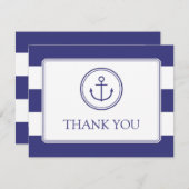 Marine-Anker-Babyparty danken Ihnen Seestreifen Dankeskarte (Vorne/Hinten)