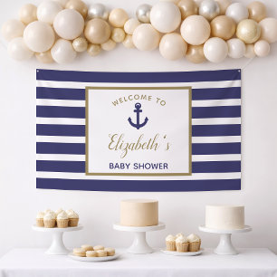 Marine Anker Navy Blau Streifen Jungen Baby-Party Banner