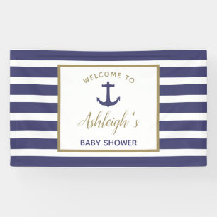 Marine Anker Navy Blau Streifen Jungen Baby-Party Banner