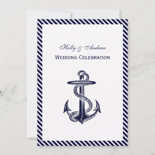 Marine Anker Navy Diag Streifen 2V Hochzeit Einladung