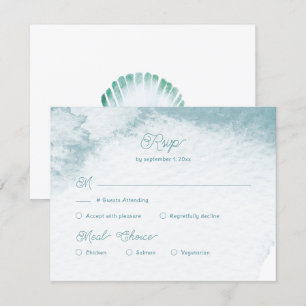 Marine Aquarell-Meeresschnecken-Hochzeitsmenüwahl RSVP Karte