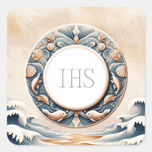 Marine Art Style Eucharistic Communityhostel Quadratischer Aufkleber (Vorderseite)