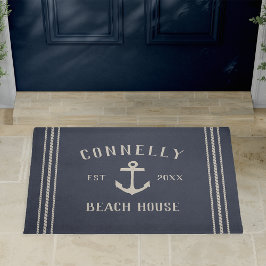Marine | Beach House Rustic Anchor Personalisiert Fußmatte